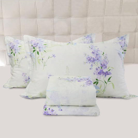 Helthep Floral Sheet Set King, Ultra-Soft and Breathable Cotton Sheet Set with Deep Pocket Fitted Sheet, Flat Sheet and Pillowcases, 4-Piece King Size