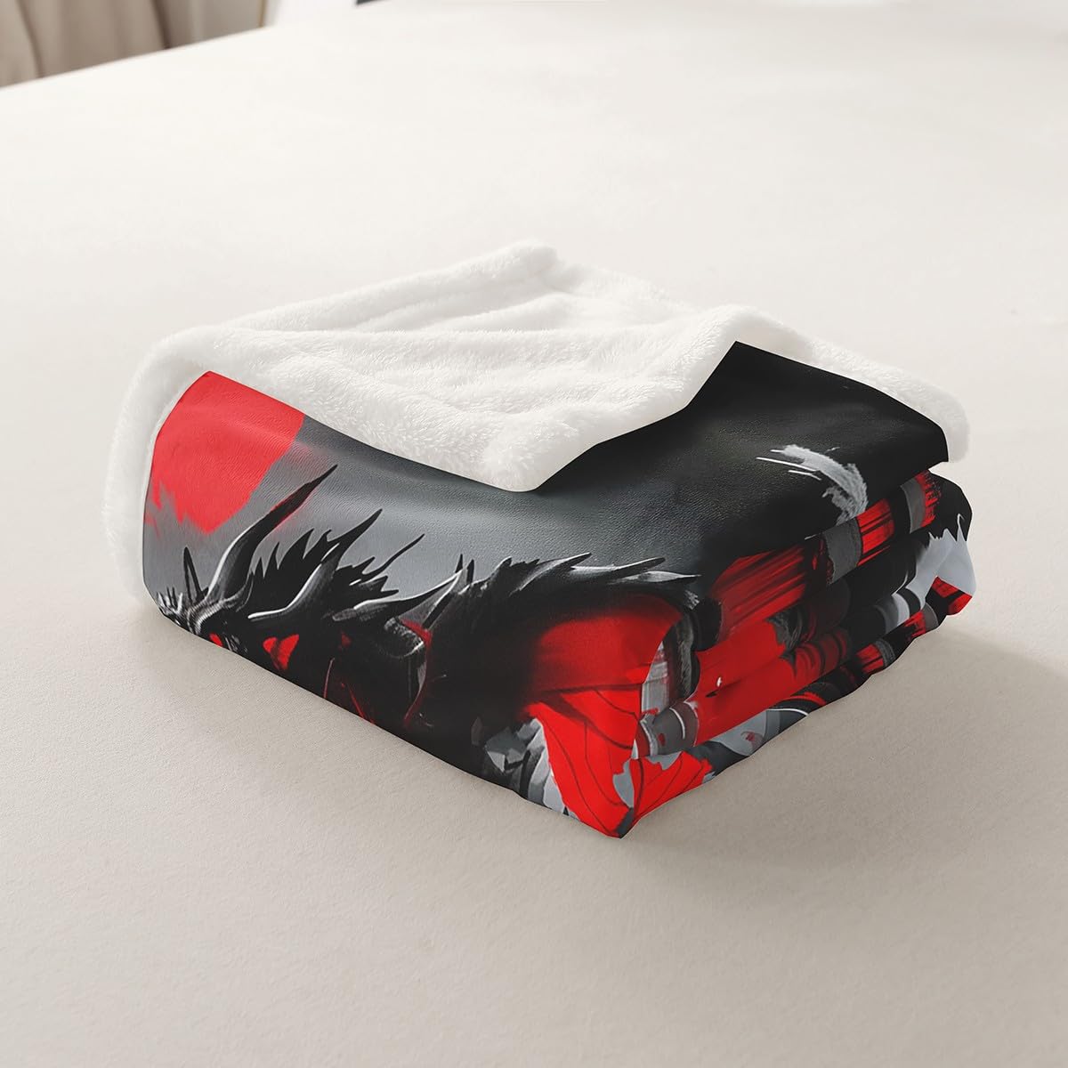 Erosebridal Japanese Style Twin Size Fuzzy Plush Throw Dragon Fleece Blanket Magical Animals Sherpa Blanket Western Wildlife Theme Decor for Sofa Couch for Boys Kids Adult Bedroom