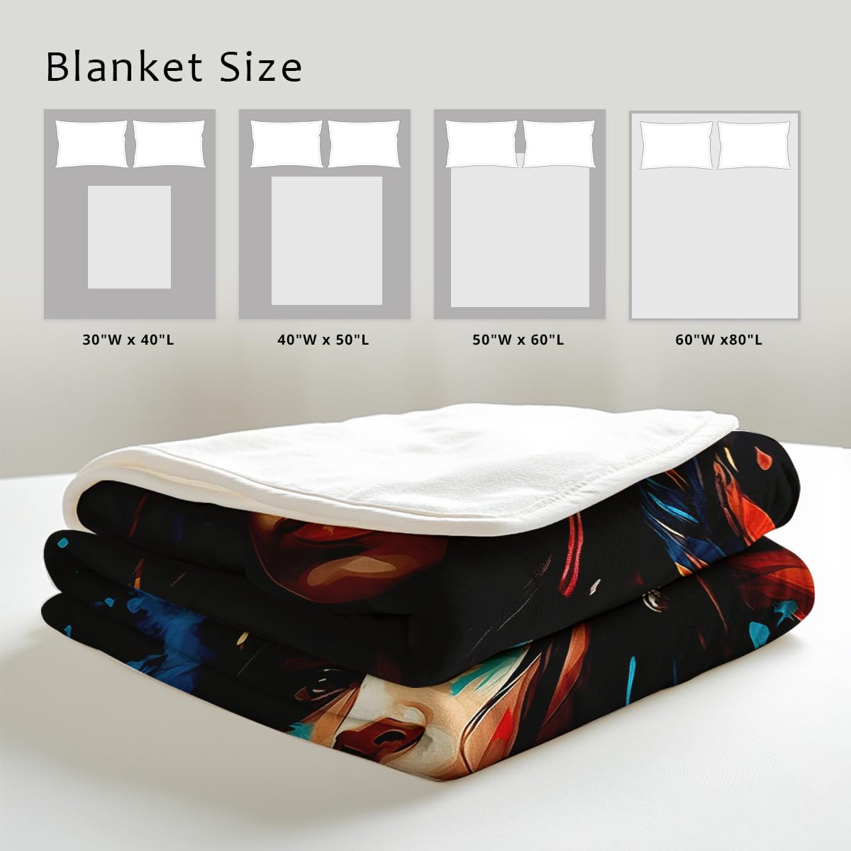 HUNXIAOJ Native American Indian Style Blankets Queen Size Native American Indian Gifts Western Decor Throw Blankets Bedding Warm Soft Flannel for Bed Couch (49"x59")
