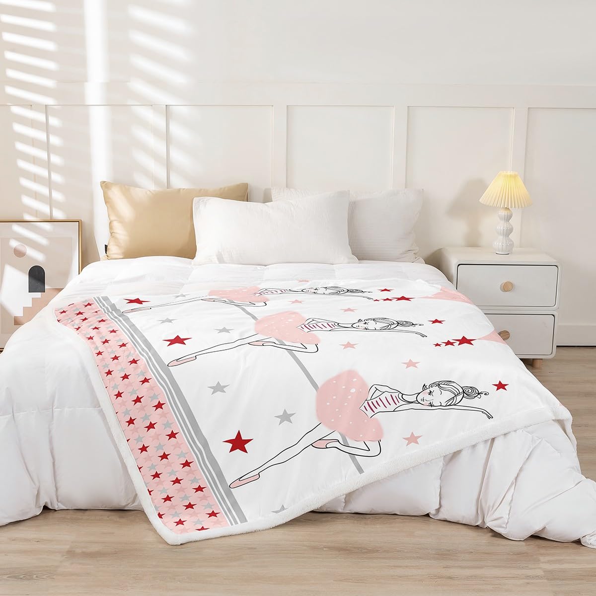 Feelyou Ballet Plush Blanket for Kids Boys Girls - Dance Sports Theme Sherpa Fleece Throw - Soft Microfiber Fuzzy for Sofa Bed Couch, 40x50 Inches