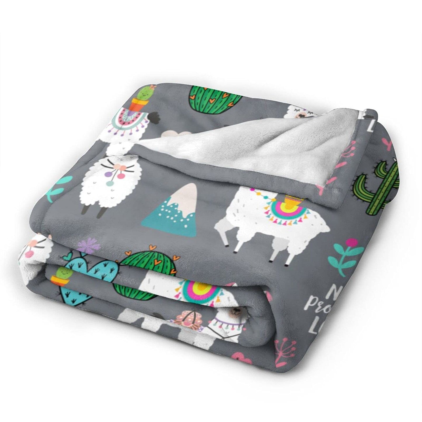 Llama Alpaca Soft Warm Throw Blanket Lightweight Flannel Fleece Bed Blanket Gift for Boys Girls Adults Or Pet Chair Couch Microfiber Blankets 50"X 40"