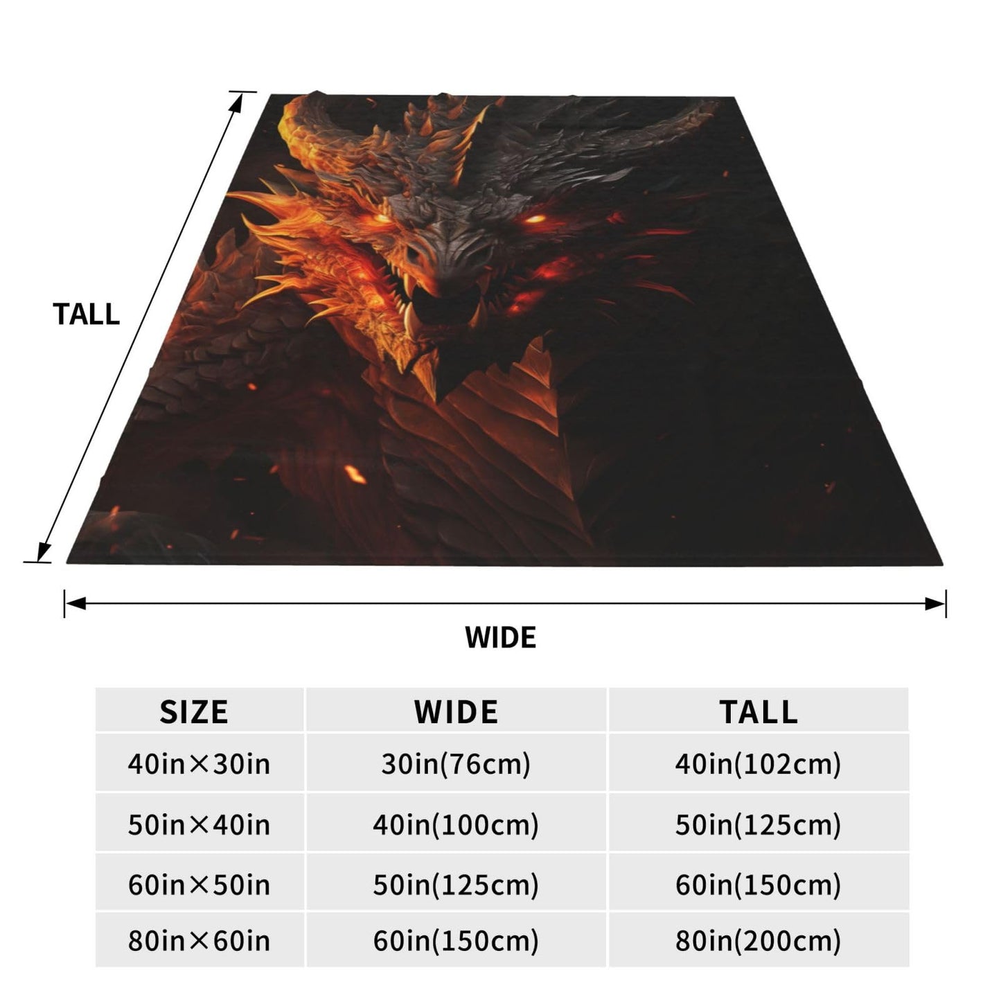 amepay Horror Fire Dragon Blanket Gifts for Adults Boys Flannel Throw Blankets Soft Comfy Lightweight for Home Decor Couch Bed Sofa 60x50 Inches
