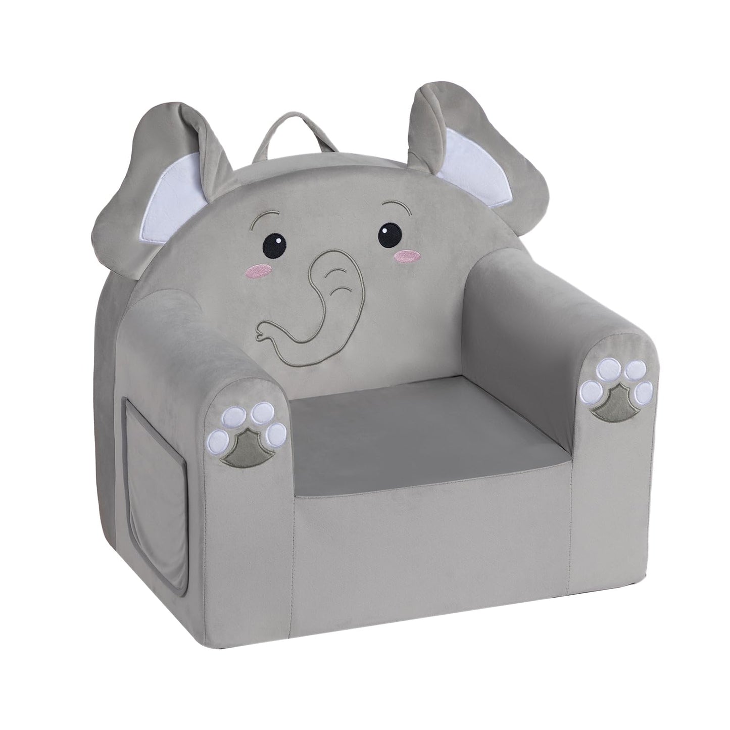 ALIMORDEN Animal Kids Chair, Toddler Sofa for Ages 1-6, Sherpa Kids Lounge Chair with Carry Handle, Washable Cover, High-Density Foam, No Assembly Required Plush Kids Seating (Elephant)