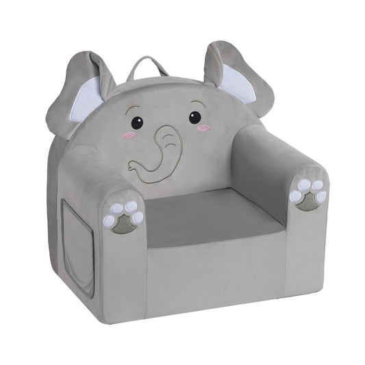 ALIMORDEN Animal Kids Chair, Toddler Sofa for Ages 1-6, Sherpa Kids Lounge Chair with Carry Handle, Washable Cover, High-Density Foam, No Assembly Required Plush Kids Seating (Elephant)