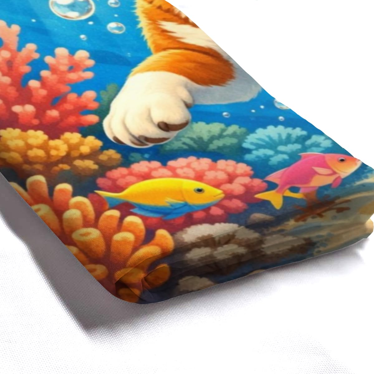 REZHOCH Kids Ocean Shower Curtain 72x72Inch Fun Basenji Snorkeling Underwater Tropical Fish Coral Reef Home Bathroom Decor,Boy Girl Cartoon Animal Coastal Bath Set with Hooks