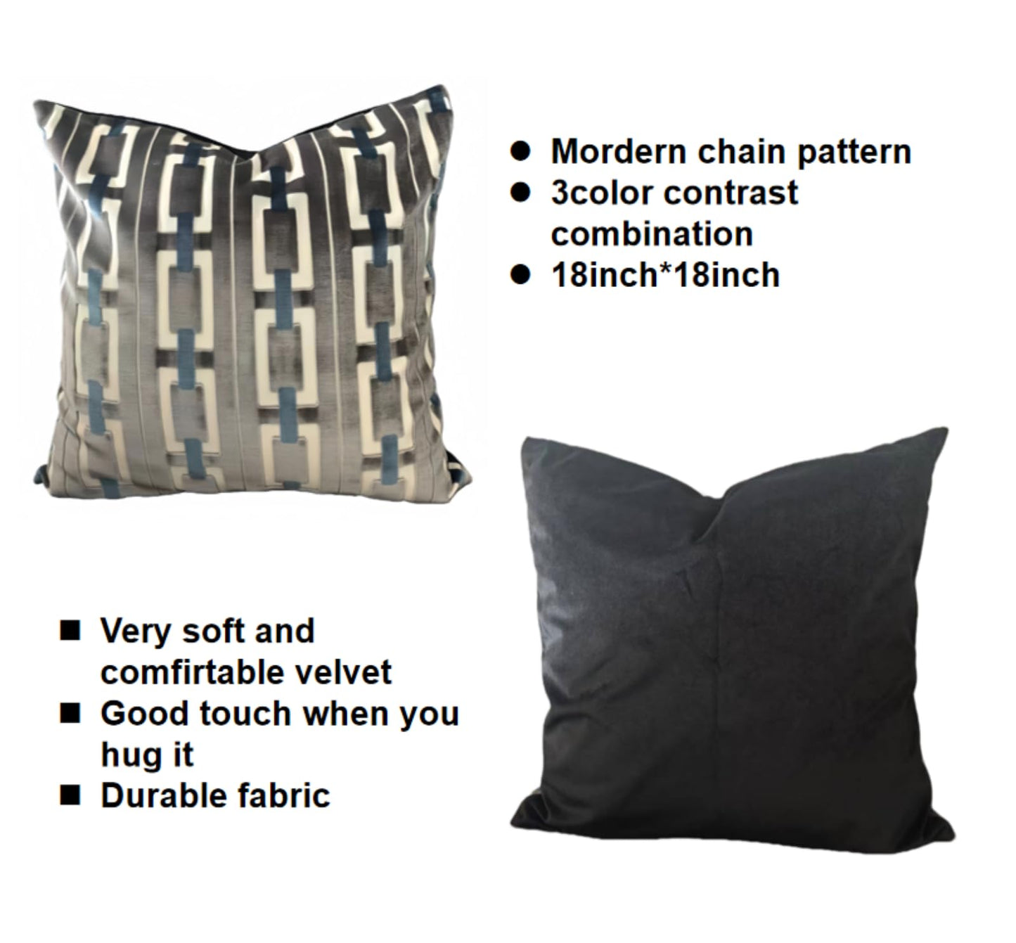 AgeMinglife Living Room Decor Couch Throw Pillow Covers with Square 18 * 18 Set of 2 for Cozy Home Bed and Textured Velvet (Light Gray)