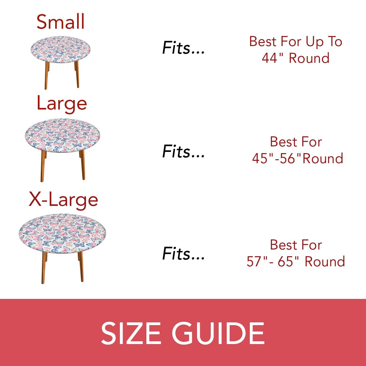 Covers For The Home Deluxe Elastic Edged Flannel Backed Vinyl Fitted Table Cover - Butterfly Pattern - Large Round Oblong Oval - Fits Tables up to 45" - 56" Diameter