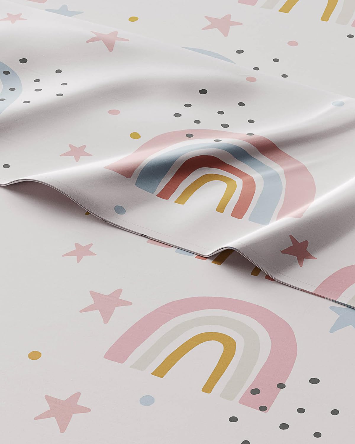Kids Full Size Bed Sheet Set - 4 Piece Kids Loft Bed Sheets - Rainbow Star Theme Bedding - Soft, Cute and Cozy - Breathable and Machine Washable - Colorful Bed Set for Boys, Girls, Teens & Toddlers