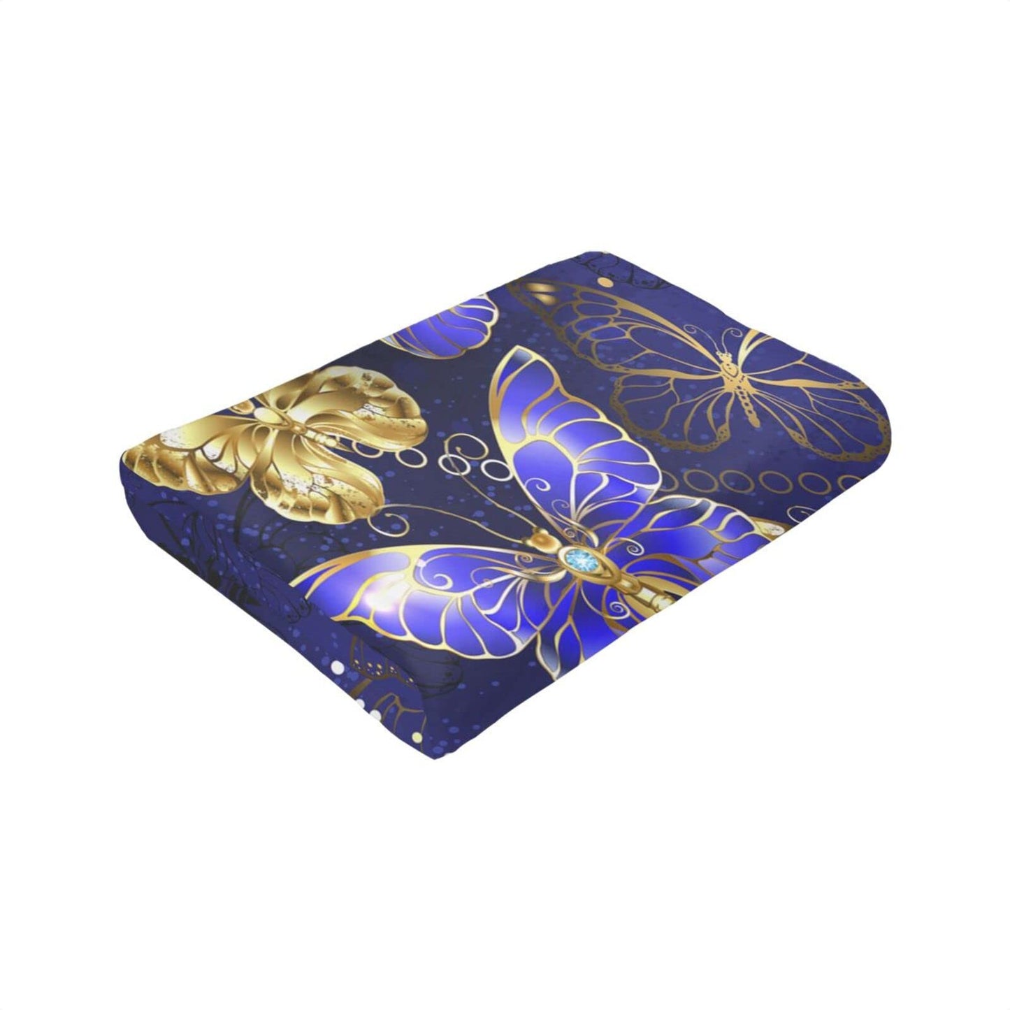 Majoug Purple and Gold Butterfly Pattern Throw Blanket Soft Lightweight Cozy Premium Flannel Warm Bed Blanket for Bedroom Living Couch All Seasons 50"X40"