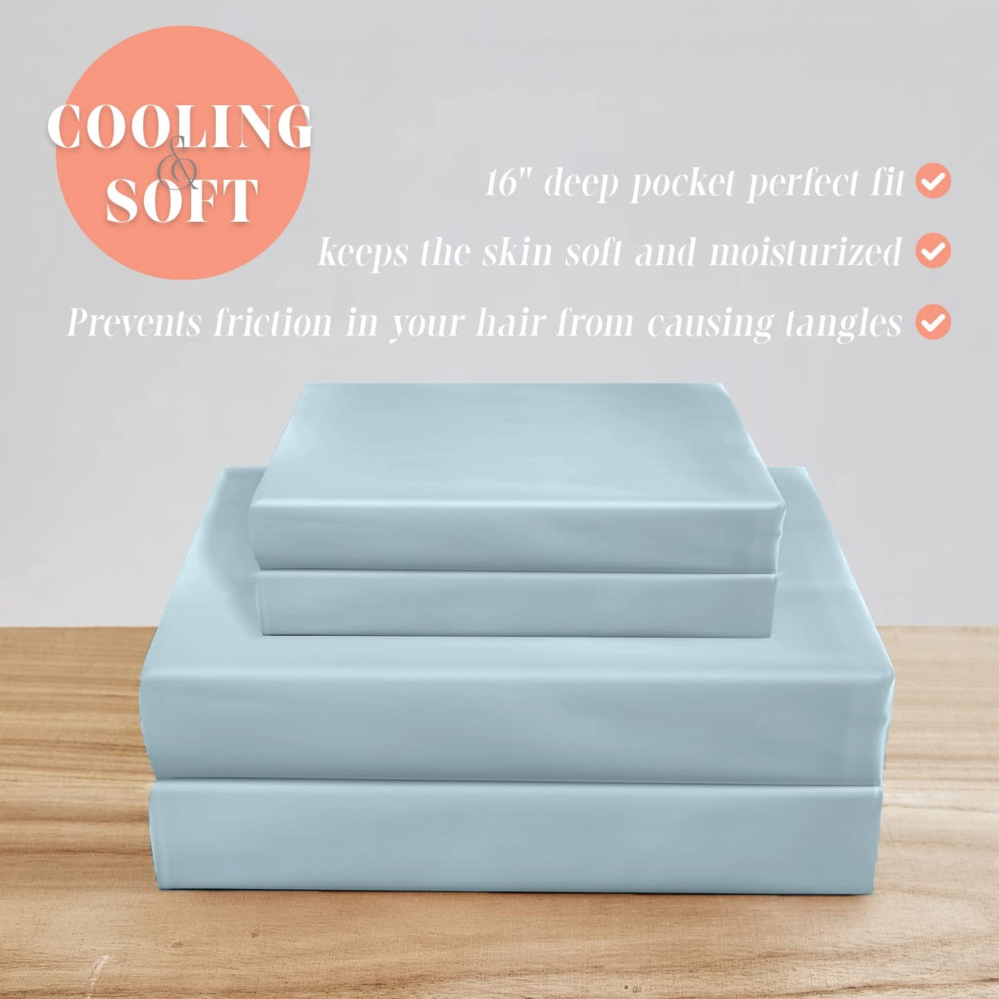 Elegant Comfort Luxurious 4-Piece Silky Satin Sheet Set, Skin and Hair Friendly, Wrinkle, Fade, Stain Resistant with Deep Pockets Fitted Sheet, Cooling Soft Satin Sheet Set, Twin XL, Baby Blue