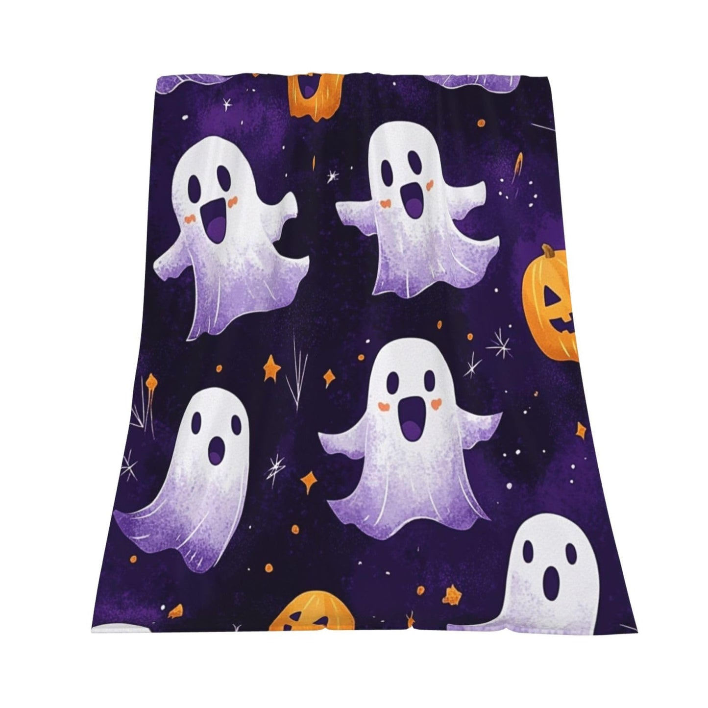 CDSASHCA Spooky Cute Flannel Blanket,Soft Fleece Throw with Smiling Ghosts Motif,Lightweight & Warm,Ideal for Fall Snuggles Or Festive Presents,Vibrant Design,Gifts for Friedns and Family 50X60 Inch