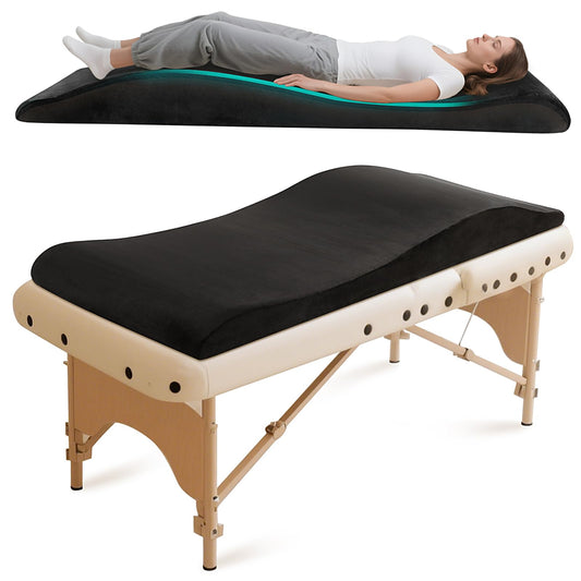 Massage Table Foam Topper – Curved Lash Bed Topper Memory Foam for Esthetician Bed & Spa Bed – Portable & Washable Cover, 70.8in×23.6in, Black