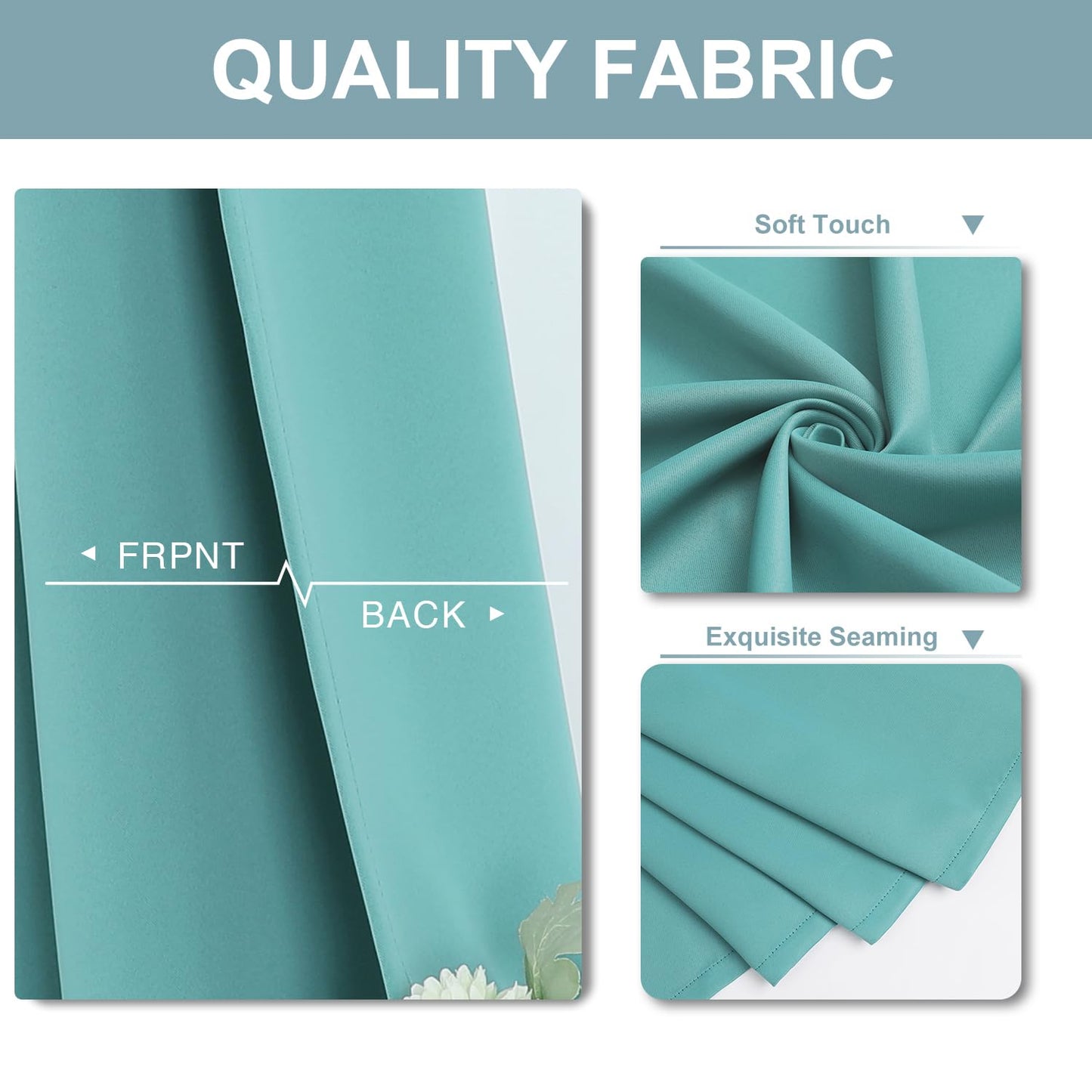 ChrisDowa Blackout Curtains 63 inches Long for Bedroom - 2 Panels Set Grommet Thermal Insulated Room Darkening Curtains for Living Room (Aqua, 42 x 63 Inch)