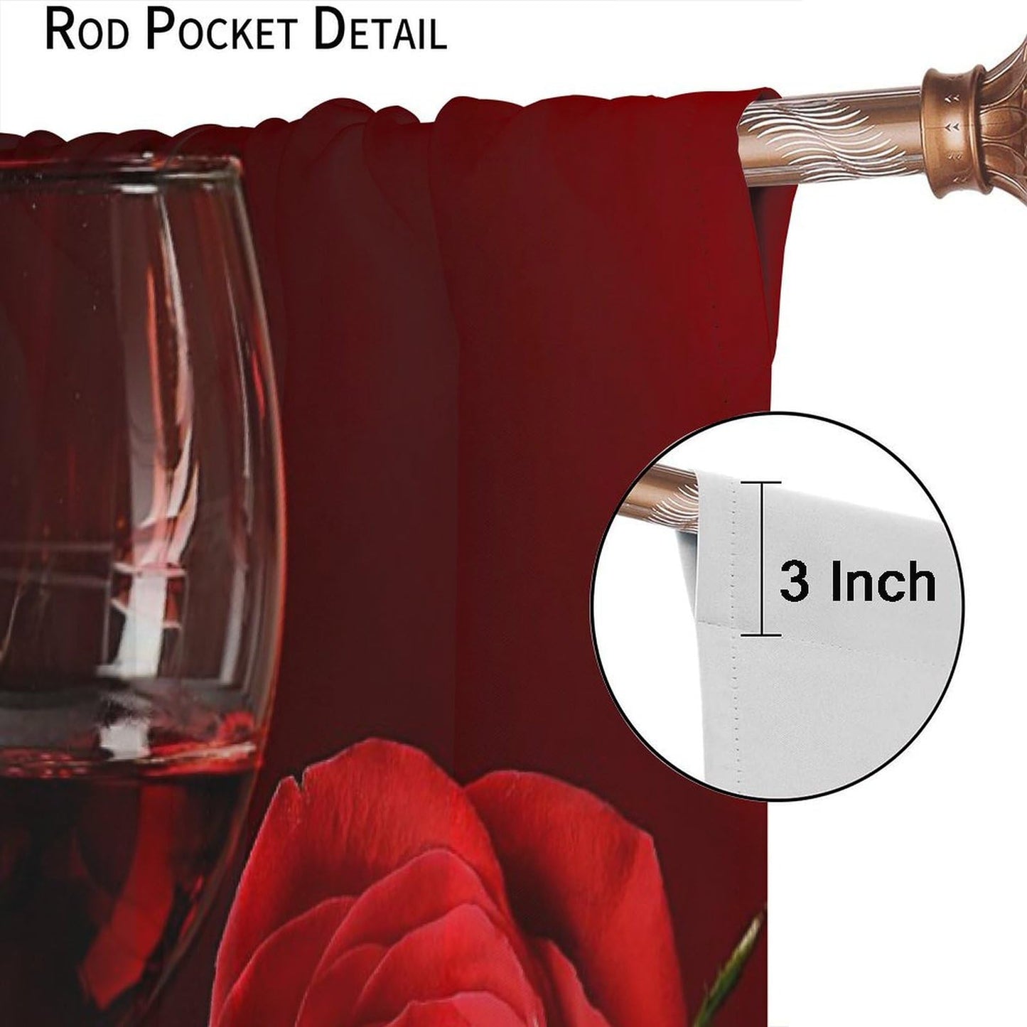 SENRUEGT Red Rose Wine Curtains for Bedroom,Valentine's Day Window Drapes Red Rose Petals Modern Romantic Window Treatments for Living Room Women Bedroom 42" W X 45" L