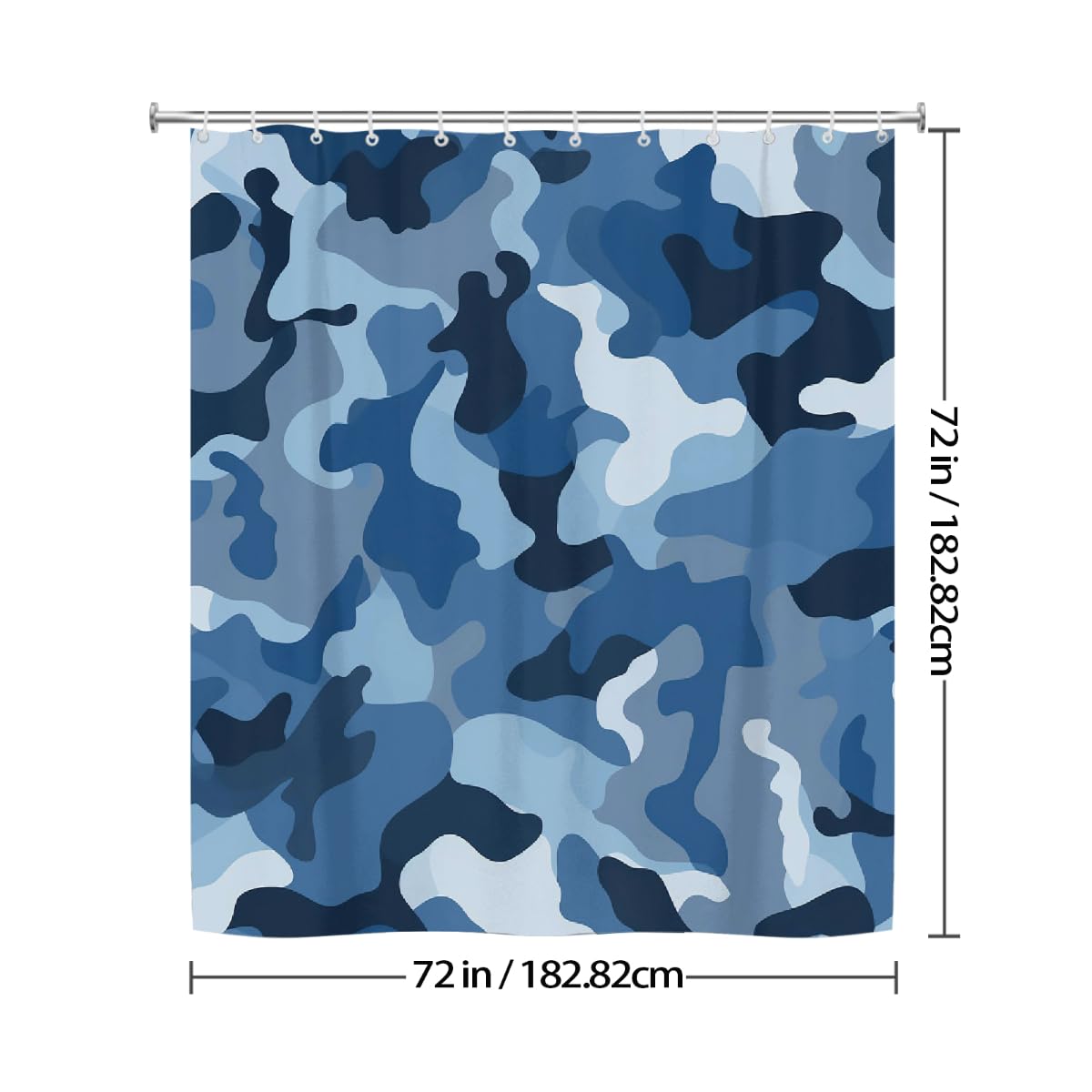Ivolege Shower Curtain with Hooks, Classic Blue Camo Print Shower Curtain
