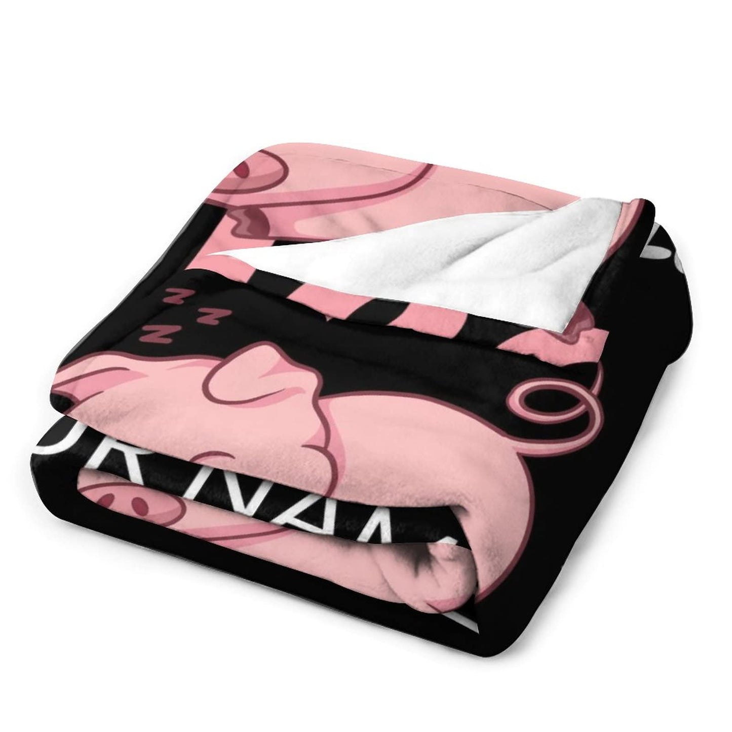 Personalized Pig Blanket Gifts with Text Name, 30"x40" Flannel Fleece Throw Blanket Soft for Girls Boys Adults, Lightweight, Comfortable, Warm Cute Pig Themed Blanket for Bed Couch