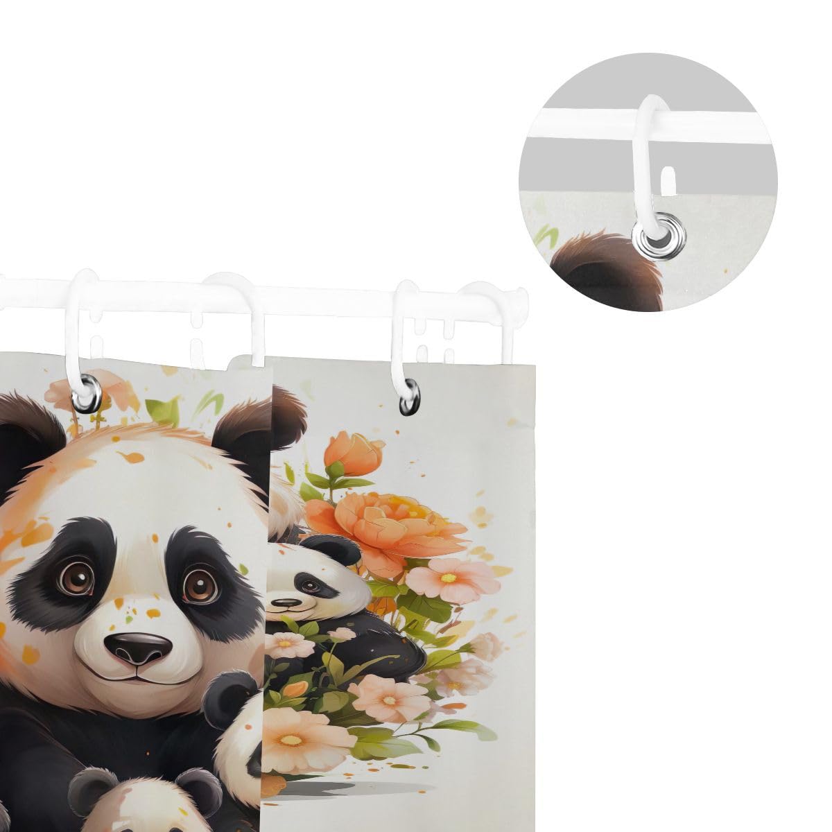 UMIRIKO Cute Panda Animal Shower Curtain Sets, Washable Bathroom Shower Curtain with 12 Hooks for Women Men 72x72 Inch 202a5764