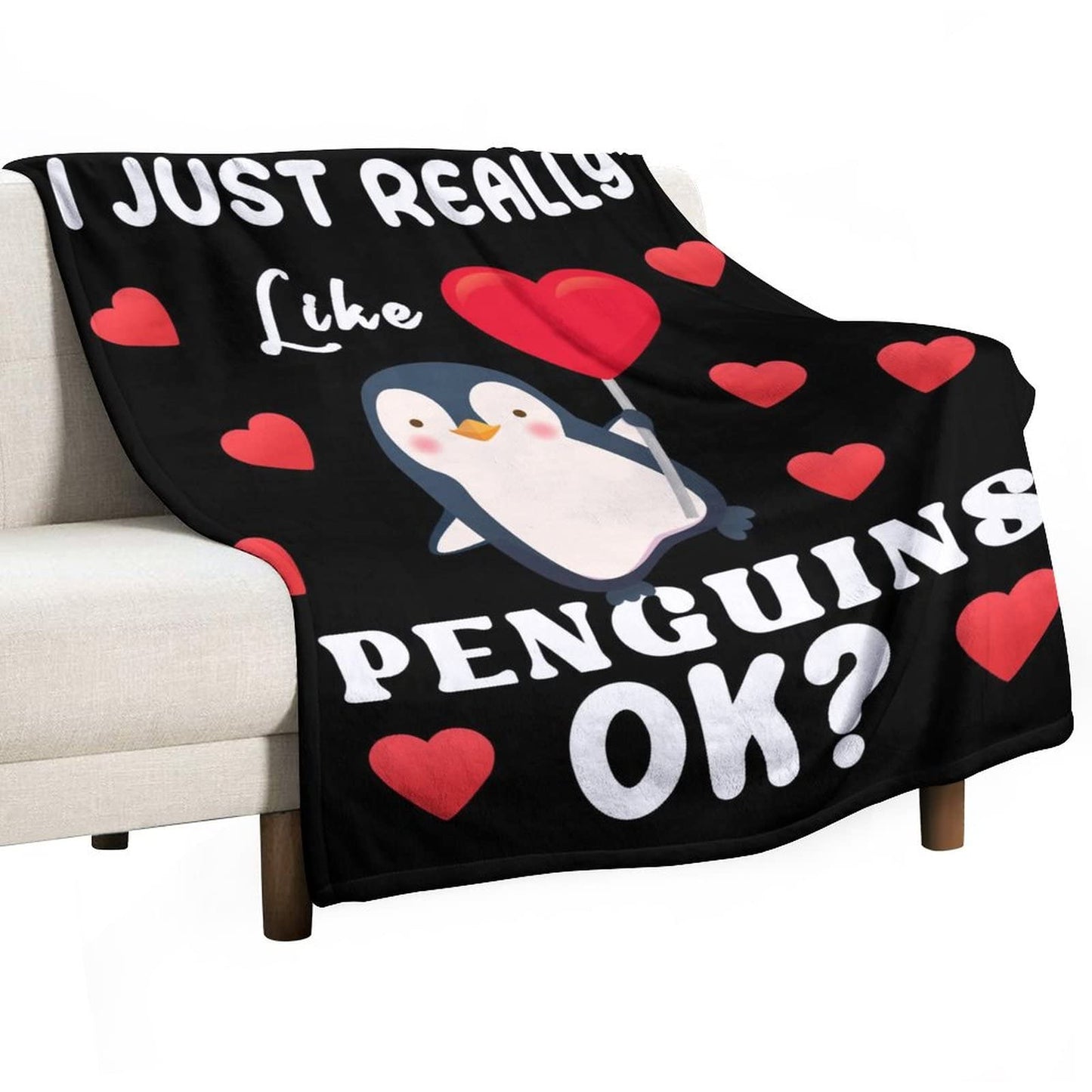 Penguin Blanket Gifts - 60"x80" Cute Throw Blanket for Adults, Kids - Black Soft Plush Blankets for Bed, Couch & Living Room