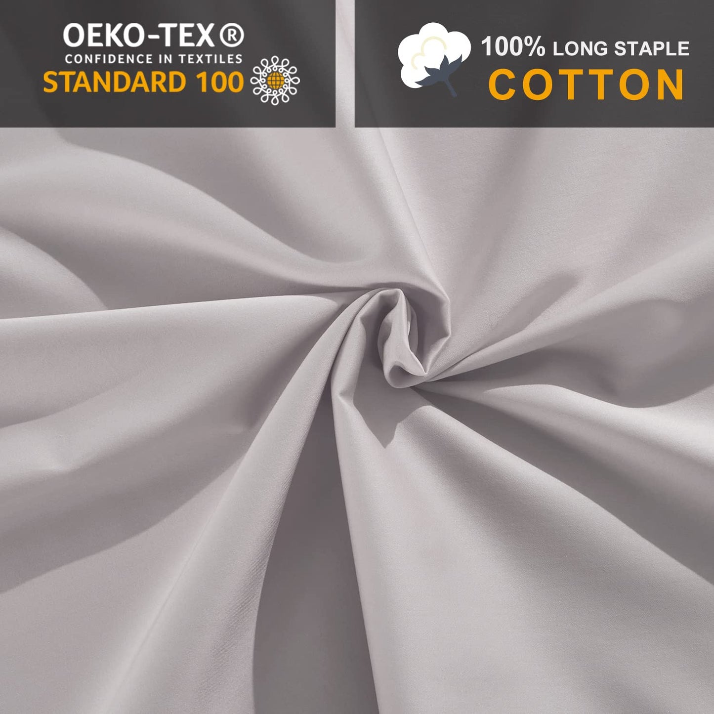 MILDLY Deep Pocket Fitted Sheet Only Queen Size 60"x80" 100% Long Staple Cotton Light Grey Pink Breathable Bottom Sheet Fits Up to 14" Deep Mattress