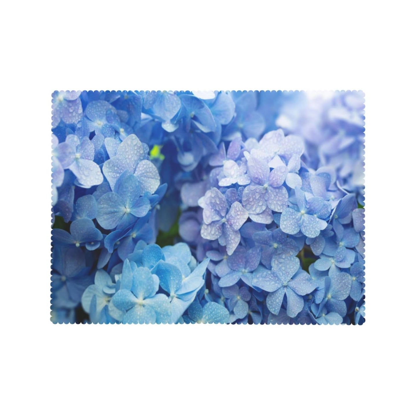 DRAVVIX Blue Hydrangea Flower Rectangular Tablecloth Floral Table Cloth with Wavy Lace Decoration Polyester Table Cover for Dining, Parties 54x72 inch
