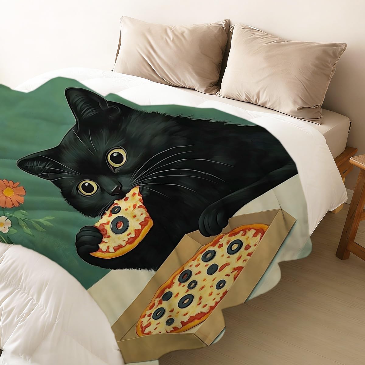 HUNXIAOJ Cat Blanket Throw Flannel Soft Cozy Cute Cat Decor Pet Blanket for Couch Bed Sofa Gift for Women Girls Kids 49"x59"