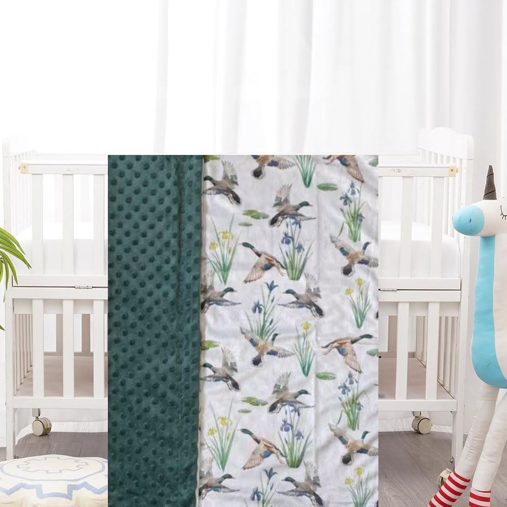 Baby Blanket for Boys Girls Super Soft Double Layer Minky with Dotted Backing Cute Cow Crib Receiving Blanket Bed Throws for Newborns Nursery Stroller Toddler 30 x 40 Inch (Mallard)