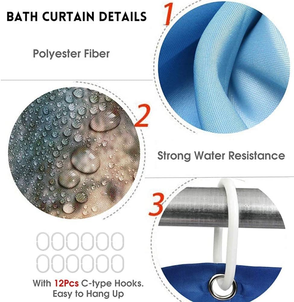 DDS-DUDES Christmas Shower Curtain Kids Bathroom Halloween Decor with 12 Curtain Hooks for Bathroom, Waterproof 71 x 71 inch (SC-06)