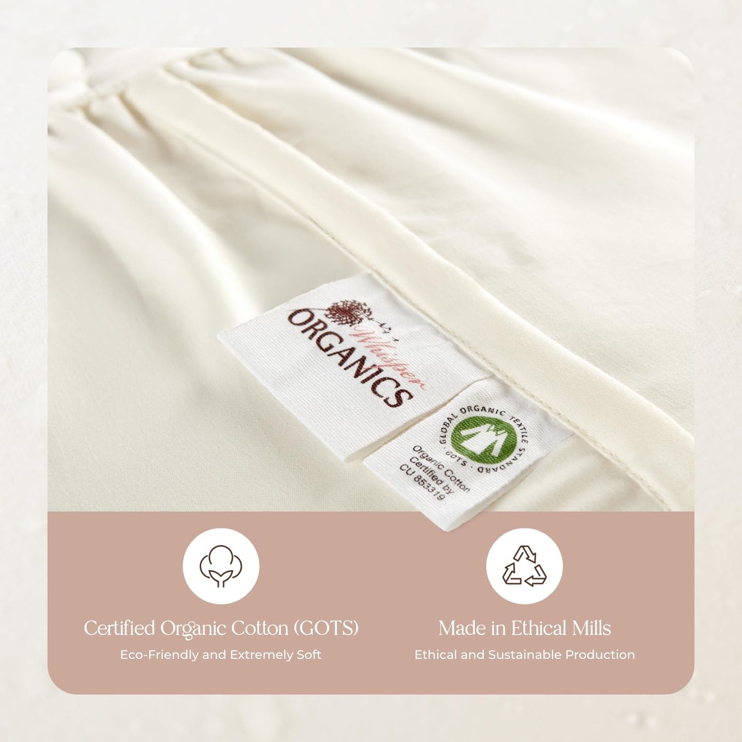 Whisper Organics, 100% Waterproof Mattress Protector - Pique Textured Weave, Breathable Soft & Durable - King Mattresses Cover - GOTS Certified Organic - White, 17" Deep Pocket, 78x82 Inch
