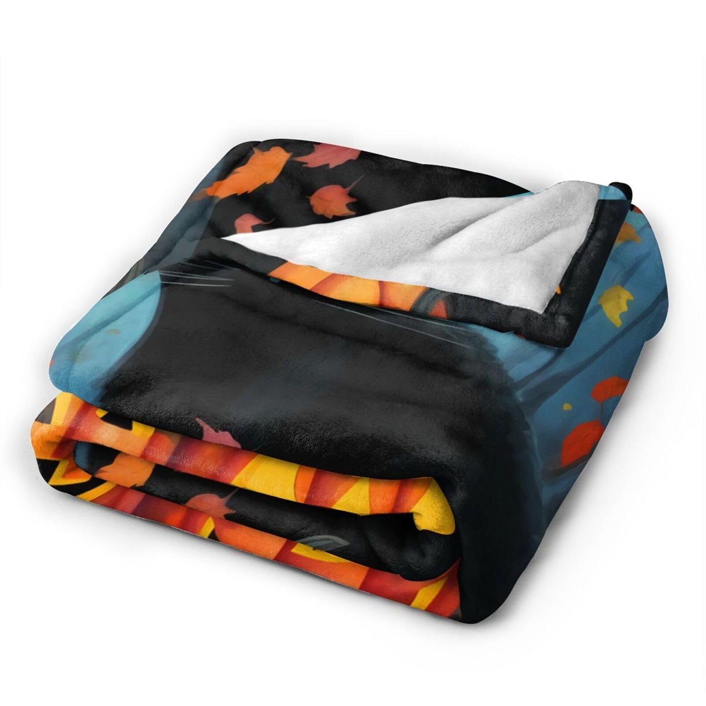 Ouqiuwa Black Cat Throw Blanket Halloween Pumpkin Plush Microfiber Flannel Fleece Blanket 50"x40" for Bed Sofa Couch Camping Travel
