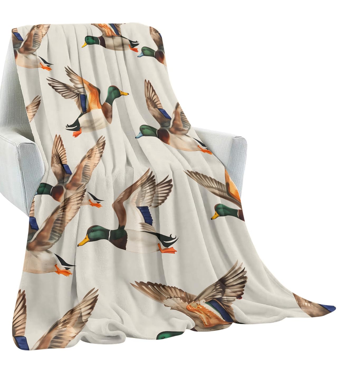 amepay Flying Mallard Duck Blanket Gifts for Kids Women Adult Girls,Nature Aniaml Throw Blankets,Soft Comfy Lightweight for Home Couch Bed Sofa Realistic Decor,Playful Farm Art 50x60in