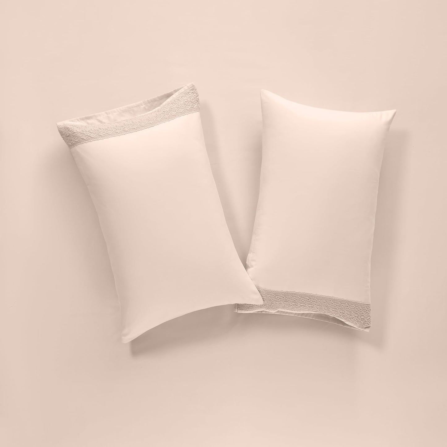 Modern Threads 4 Piece Microfiber Sheet Set – Soft Cooling Bed Sheets with Crochet Lace – Deep Pocket, Wrinkle Free, Breathable, Hotel Luxury Bedding, Blush Pink, Queen