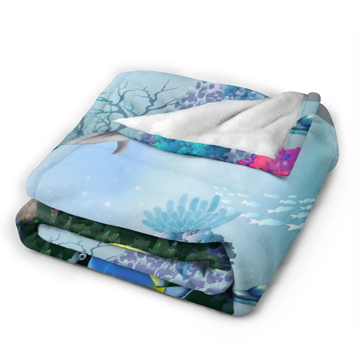 Ocean Animal Dolphin Blanket Soft Lightweight Throw Blankets Cozy Flannel Bed Throws for Sofa Couch Travel Home Room Bedroom Decor Gifts for Boys Girls Kids Adults 60"x50"