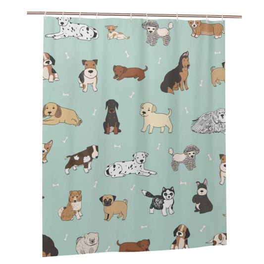 Fiokroo Puppy Dogs Cute Animals Shower Curtain 60x72in Waterproof Polyester Fabric Cartoon Pets Bath Curtain with 12 Hooks, Shower Curtains Sets for Home Bathroom Decor