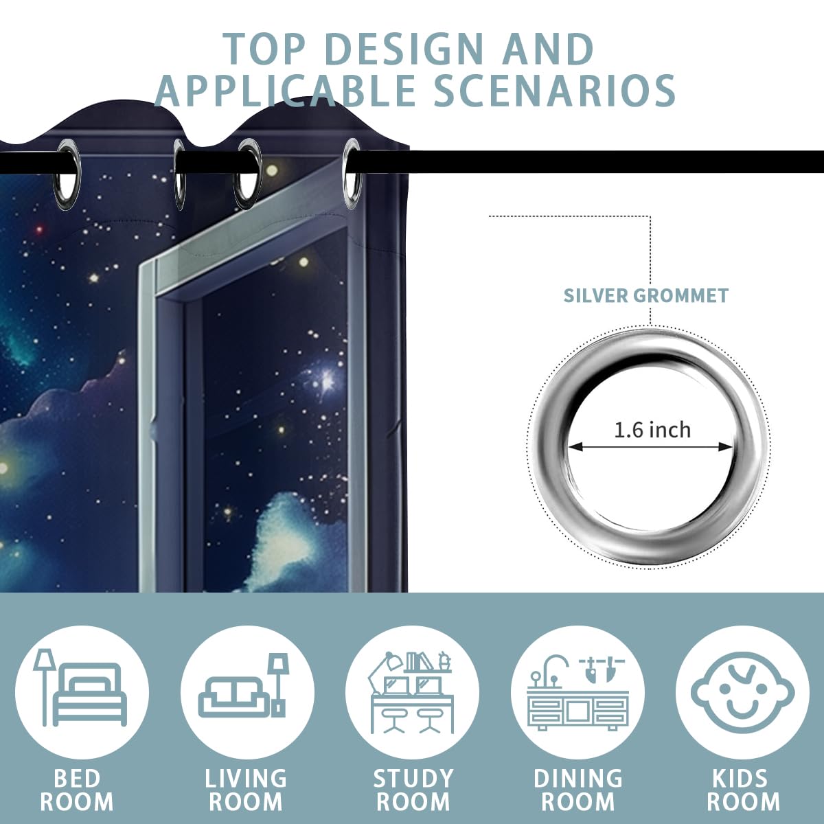 Space Galaxy Blackout Curtains for Girls Boys Kids Home Decor, Universe Nebula Galaxies Solar Planet Grommet Thermal Insulated Drapes Darkening Window Curtain for Bedroom Living Room, 84 x 84 Inch