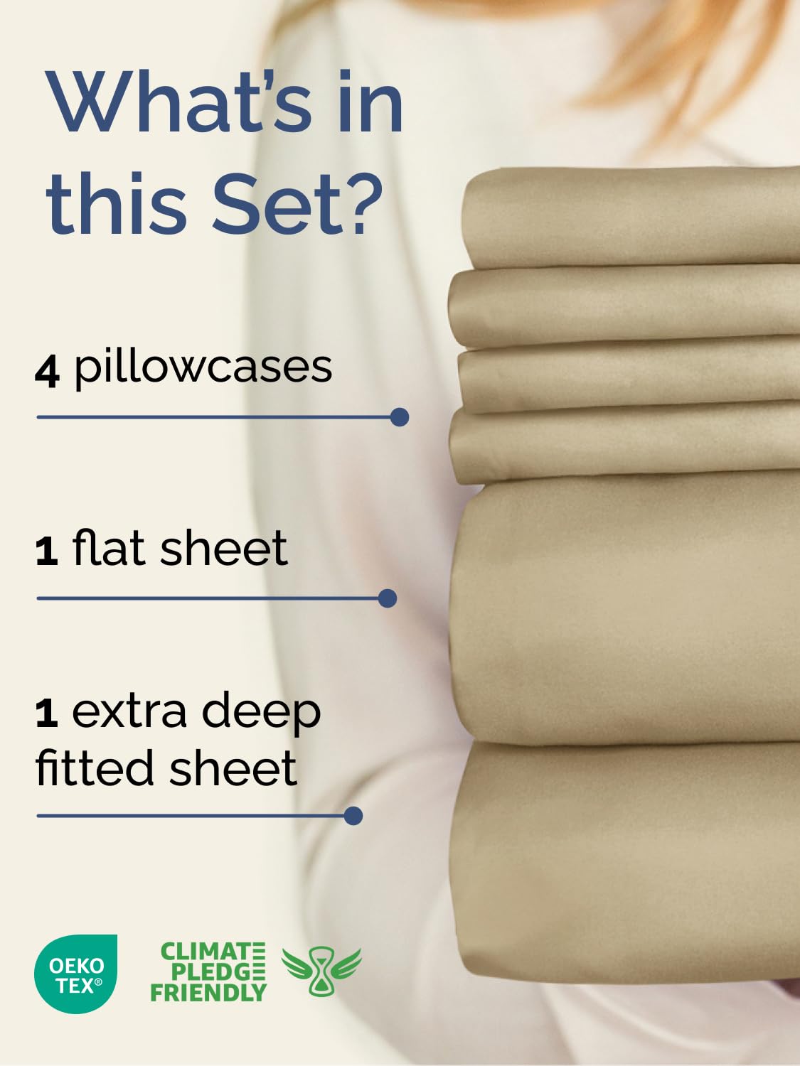 Extra Deep King Sheet Set - 6 Piece Breathable and Cooling Sheets - Hotel Luxury Bedding for Women, Men, Kids & Teens - Easy & Secure Fit - Soft, Wrinkle Free and Comfy - Extra Deep Pockets - Beige