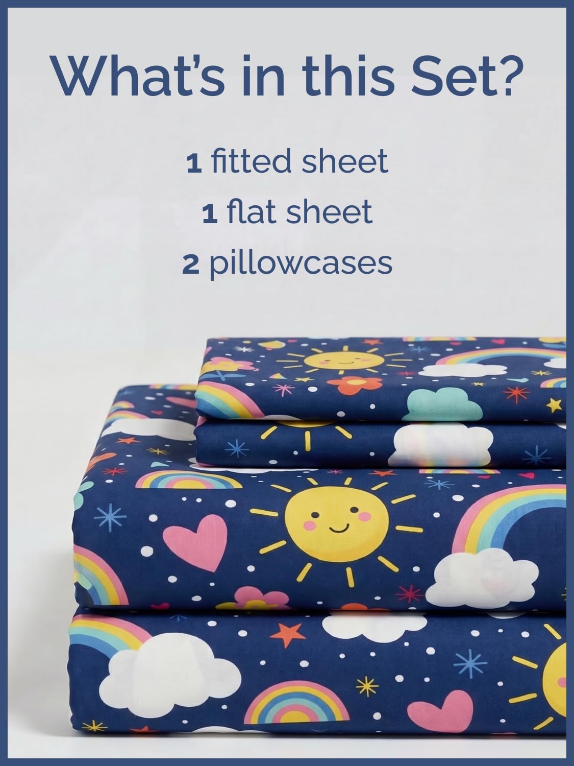 CGK Unlimited Kids Rainbow Sky Queen 4 Piece Sheet Set - Boys, Girls, Teens, Toddler - Easy Fit Deep Pockets - Soft, Cooling & Breathable Sheets - Cute, Cozy, Fade & Wrinkle Free - Machine Washable