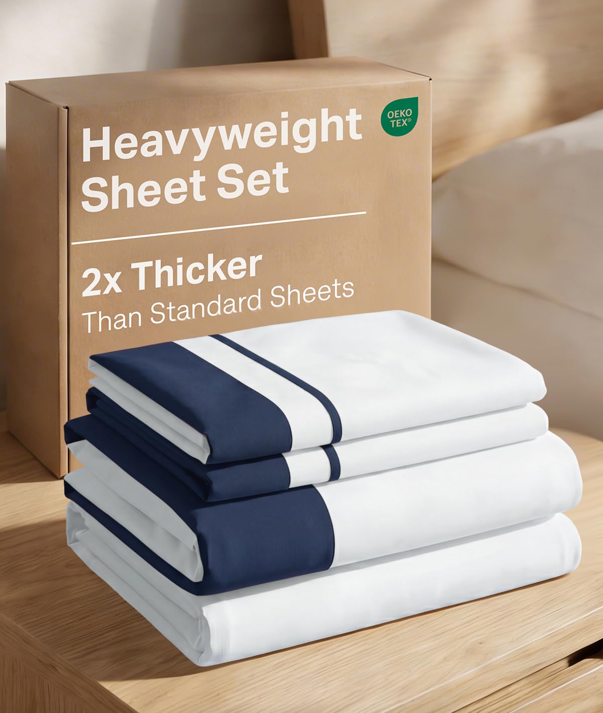 Extra Thick Heavyweight Queen Size 4 Piece Sheet Set - High End Super Luxury Queen Bed Set - Ultra-Soft, Breathable & Wrinkle Free - Premium Heavyweight Hotel Quality Sheets with Deep Pockets - Navy