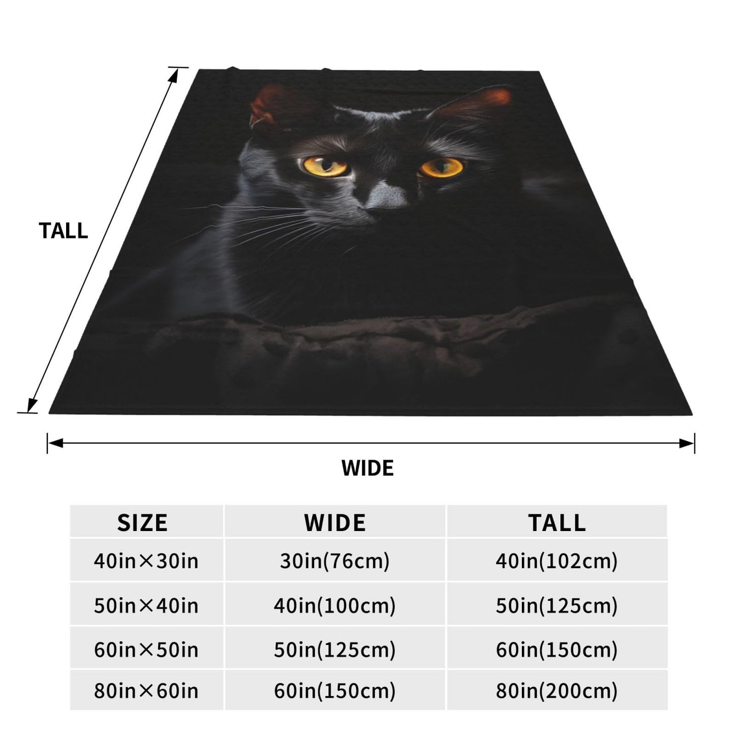 amepay Cute Black Cat Blanket Gifts for Pet Lovers Girls Animal Kitten Flannel Throw Blankets for Home Couch Bed Sofa Soft Cozy Lightweight Halloween Decor Adults All Season 50x40 Inches