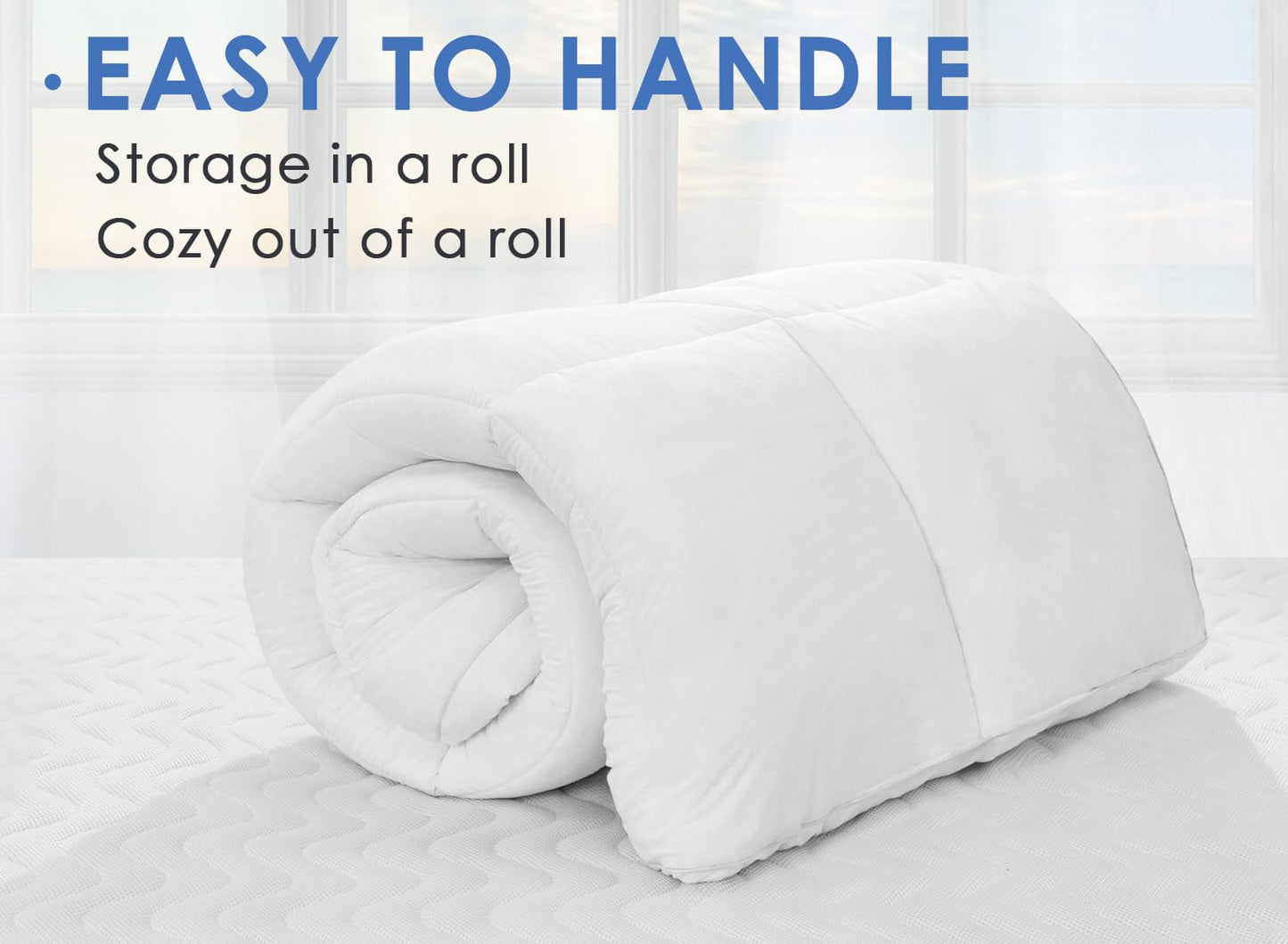 Marine Moon Mattress Topper Queen, Cooling Pillow Top Mattress Topper, Extra Thick Plush Mattress Pad Cover, Overfilled with 7D Down Alternative, Relief Back Pain, Soften Hard Mattress, 80'' x 60''