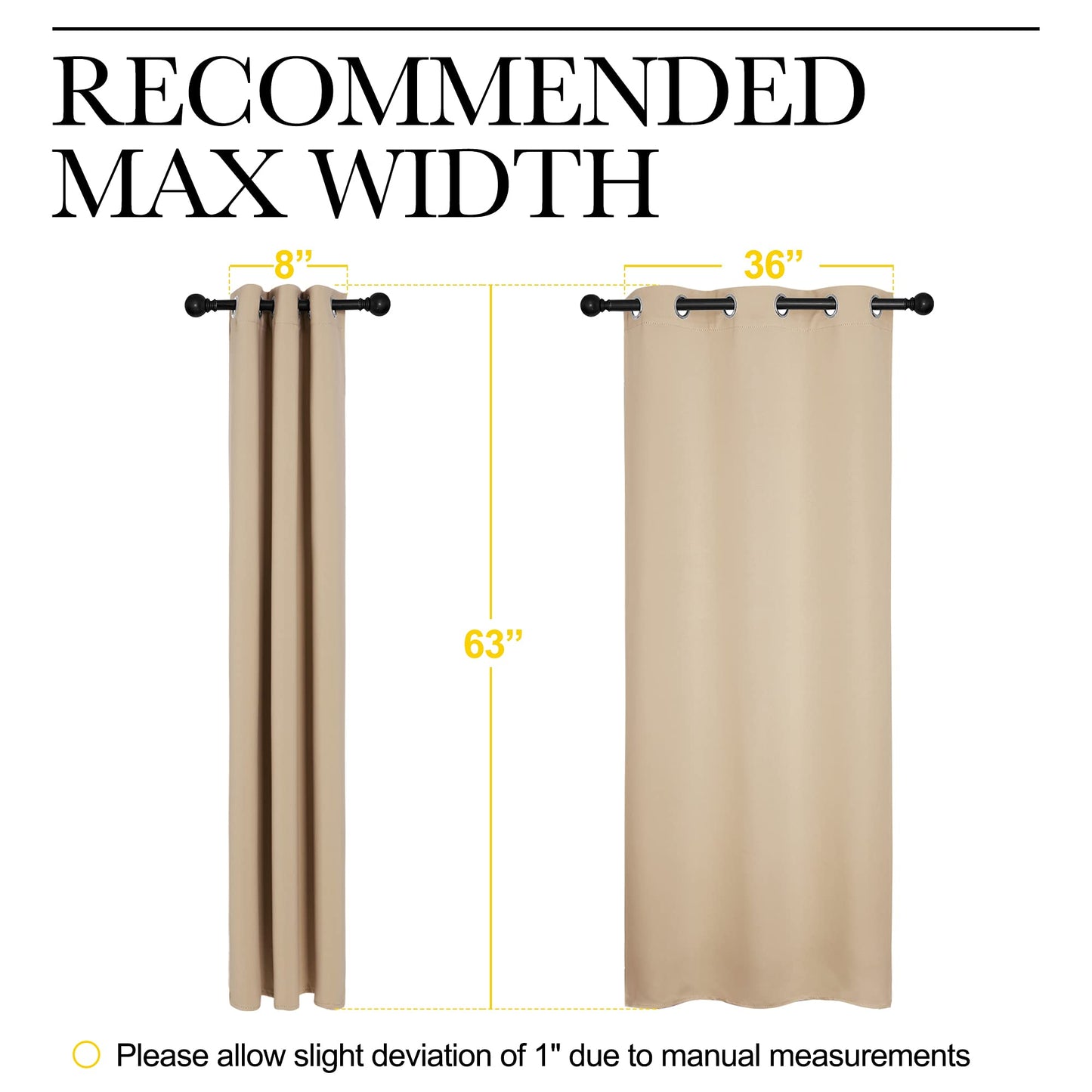 NICETOWN Thermal Insulated Grommet Room Darkening Curtains/Draperies/Panels for Bedroom (2 Panels, W42 x L63 inches, Biscotti Beige)