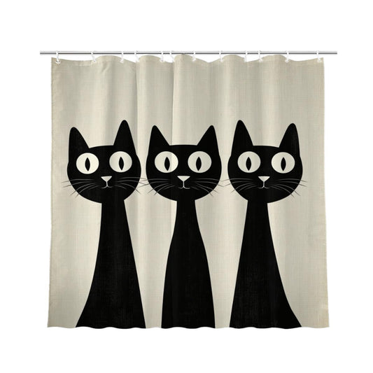 KEEPAEON Funny Black Cat Bath Shower Curtain, Bathroom Curtain Washable Cloth Kids Shower Curtain Sets with 12 Hooks for Bathroom Decor, 72"x72"