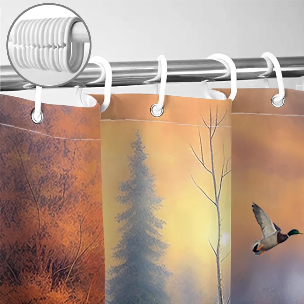 Sanzugh Rustic Bear Shower Curtain, Country Moose Deer Cabin Fabric Shower Curtains Set for Bathroom Lake Lodge Duck Farmhouse Decoration with Hooks 60 X 72 inch Bath Decor