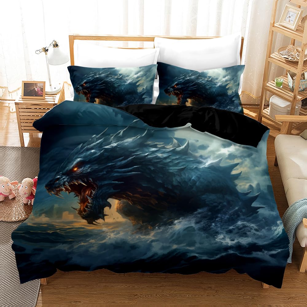 sonicpony Duvet Cover Set Twin Size Men Dinosaur Comforter Cover Bedding Set 3D for Boys Kids Microfiber 1 Piece Duvet Cover with Zipper Closure 2 Pieces Pillow Shames No Comforter (Dino22, Twin)