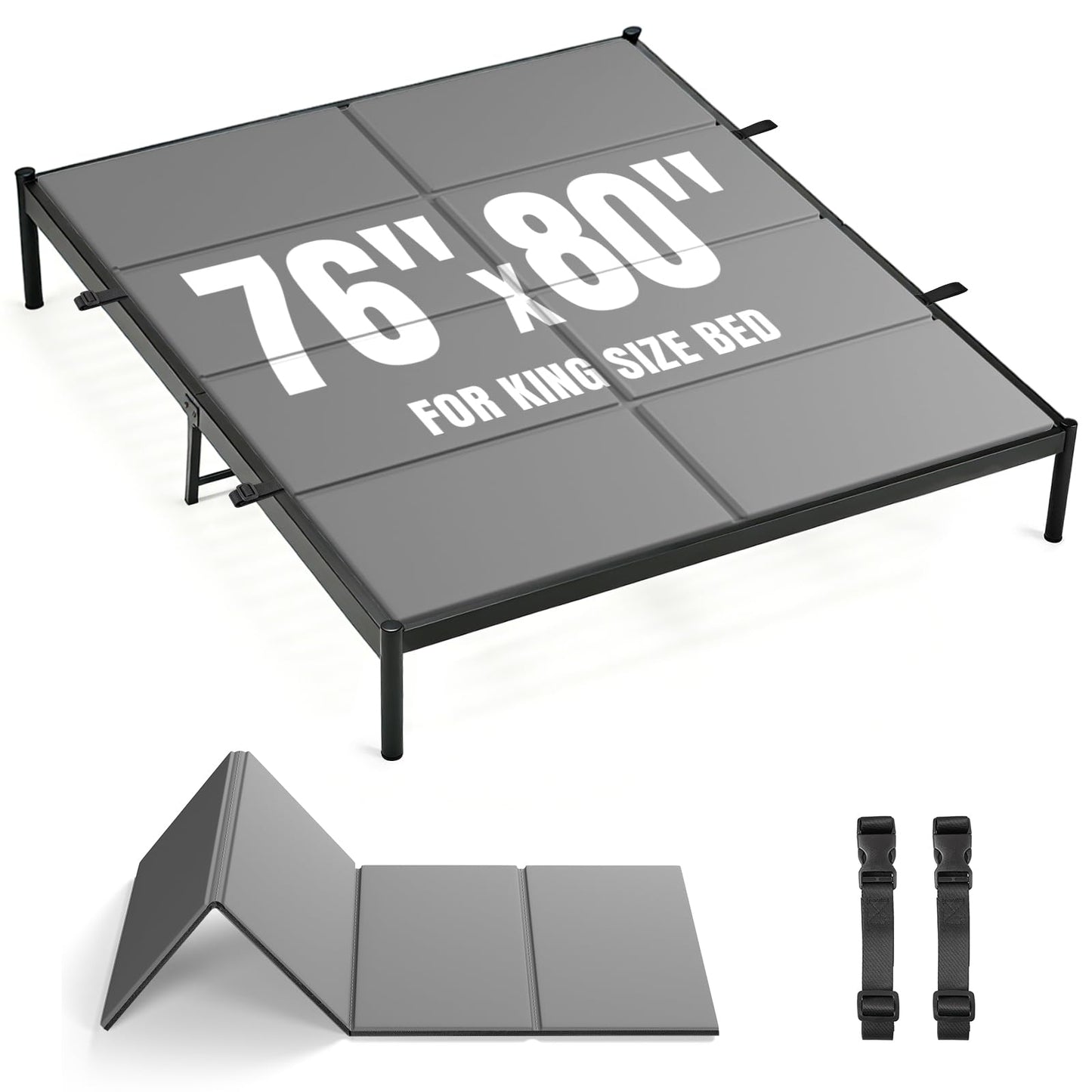 JUOIFIP Bunkie Board King Size (76" x 80") 8mm Heavy Duty, Non-Slip Breathable Mattress Support Board for Slatted & Platform Bed Frames, Anti-Sag, Noise Minimizing, Moisture Resistant