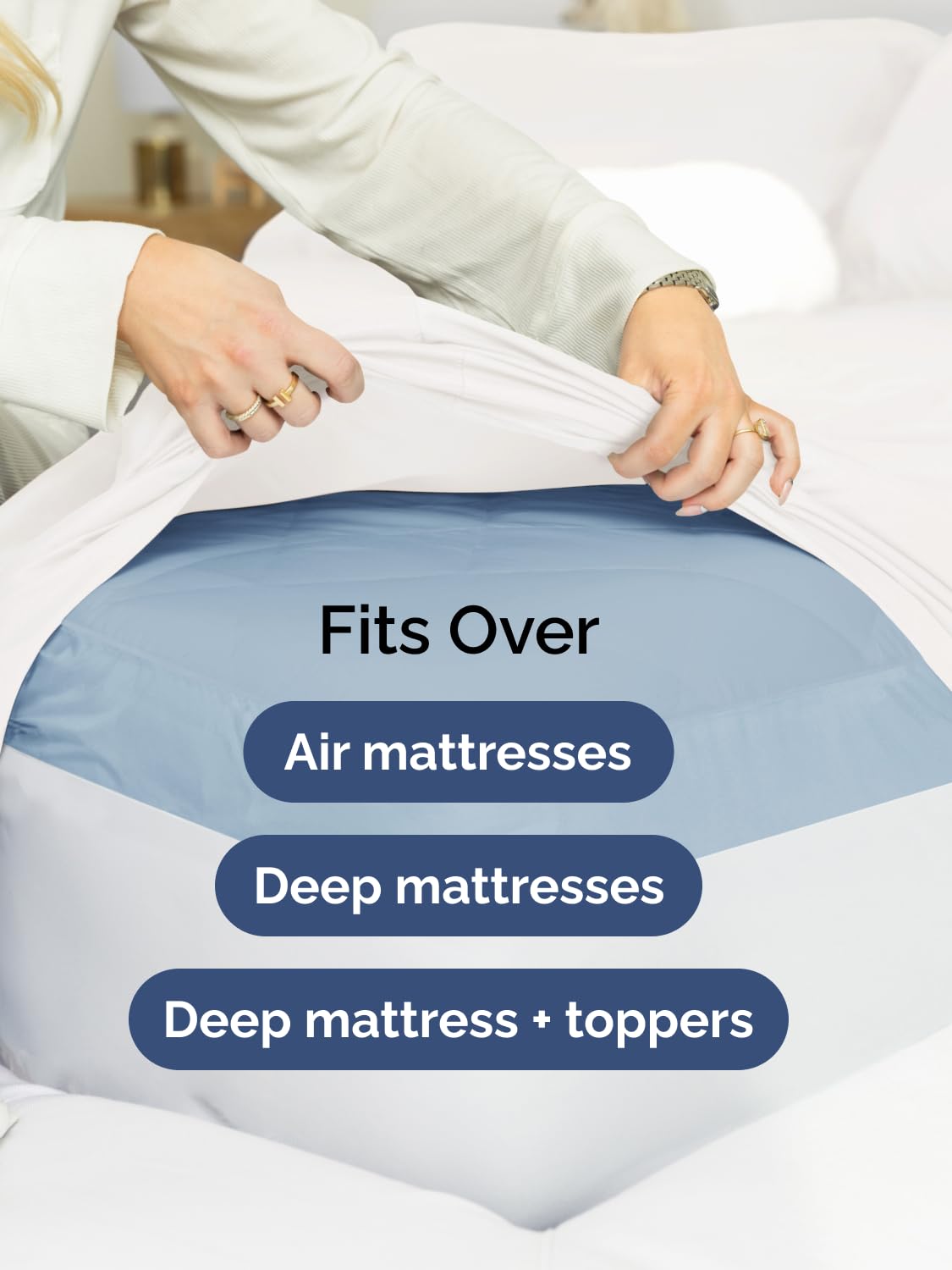 Extra Deep Queen Fitted Sheet - Hotel Luxury Single Fitted Sheet Only - Easily Fits 18 inch to 24 inch Mattress - Ultra Soft, Wrinkle Free with Extra Deep Pockets - Breathable & Comfy - Antique White