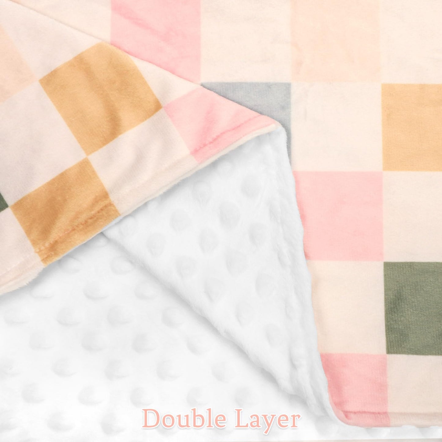 DILIMI Baby Blanket, Soft Warm Newborn Toddler Minky Plush Dot Blanket for Girl and Boy Unisex (40×30 in), Colorful Checkered