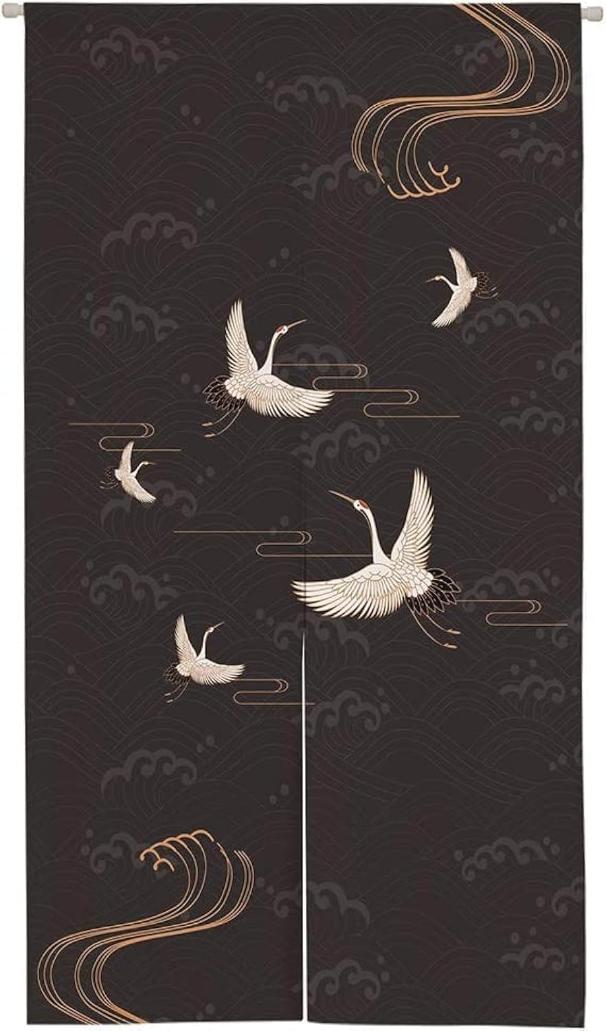 Ofat Home Japanese Crane Noren Curtain, 33.5" x 59"