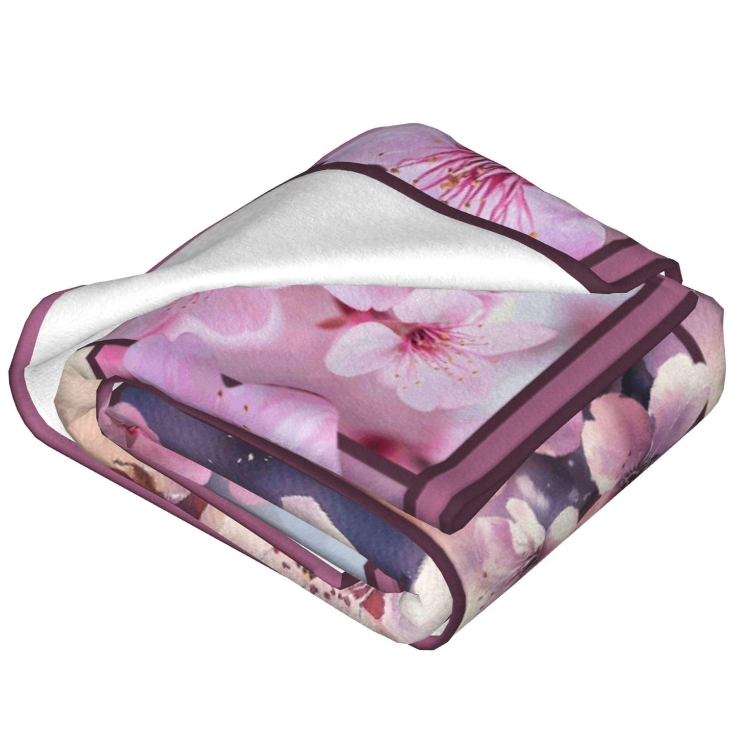 Lovira Cherry Blossoms Throw Blanket Japanese Sakura Floral Print Throw Blankets Gifts for Couch Sofa Bed Stuff Decor Lightweight Soft Cozy Fleece Plush Flannel Bedding for Lover Men Women 40"x50"