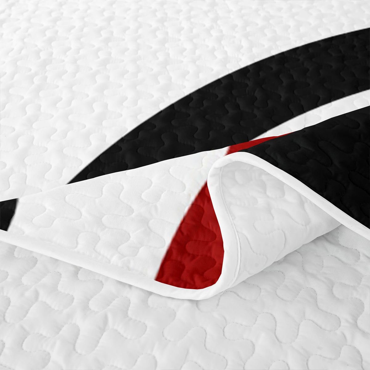 Erosebridal Red Black Circles Quilt Set Striped Abstract Quilt Twin Size Modern Geometric Coverlet Minimalism Lines Boho Simple Art Quilted Bedspread with 1 Pillowcase