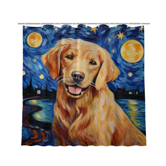 NGZ Golden Retriever 72x72 Inch Colorful Shower Curtain Shower Curtain for Spring Painting Print Bath Funny Curtains for Bathroom Home Decor with 12 Hooks